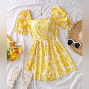 SHEIN yellow floral print romper shorts 4 for $20